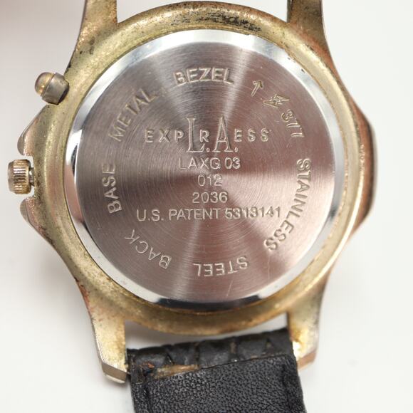 Express LA 40mm Glow Watch White Backlight Dial Black Leather w New Battery - Picture 15 of 16